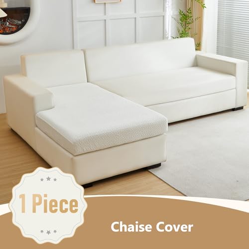Couch Cushion Covers for Sofa Couch Covers Wear (Texture-cream White / One Size Chaise Cover)