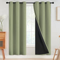 Sage 100% Blackout Curtains Room Darkening Living Room 72 Inch (Sage / 42"W x 72"L (Pack of 2))