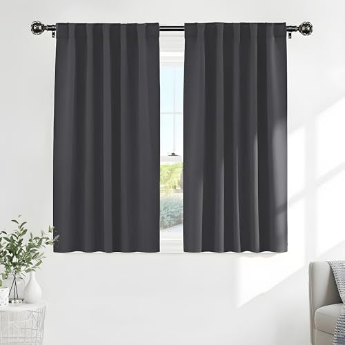 Gray Short Blackout Curtains for Bedroom (Grey / 42"W x 45"L (Pack of 2))