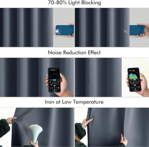 Stone Blue Back Tab Blackout Curtains 52x120 Inch Long 2 Panels Set (Stone Blue / 52"W x 120"L (Pack of 2))