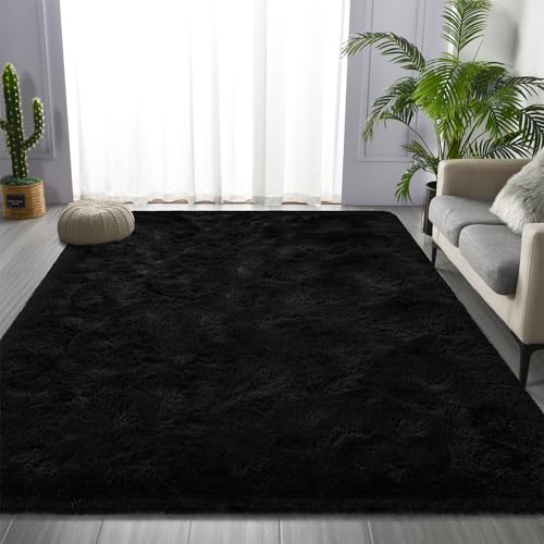 Large Shag Area Rugs 6 x 9 (Black / 6' x 9' (Rectangular))