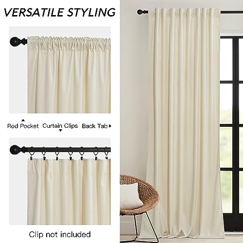 Beige Velvet Curtains 90 inches for Bedroom Living Room (Beige / 52"W x 90"L (Pack of 2))