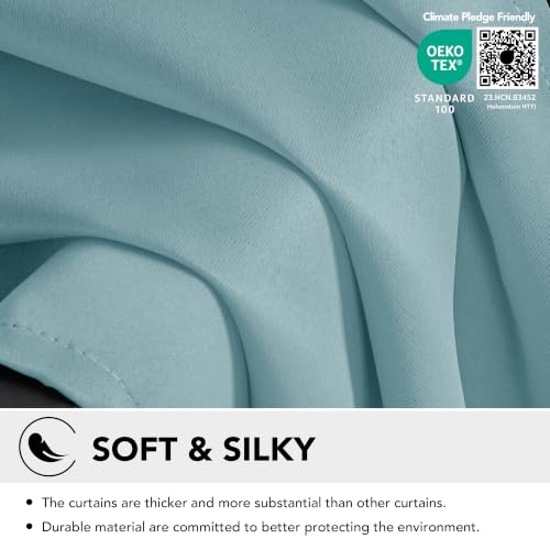Blackout Curtains Back Tab and Rod Pocket Curtains Insulated Thermal Room Darkening Drapes for Bedroom 52Wx84L Inch Teal 2 Panels (Sky Blue / 52"W x 84"L (Pack of 2))