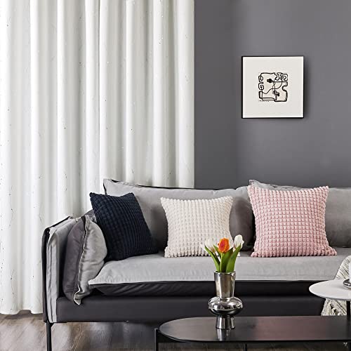 Living Room Curtains 63 Inches Long (Pure White/Wave Dots / 52"W x 63"L (Pack of 2))