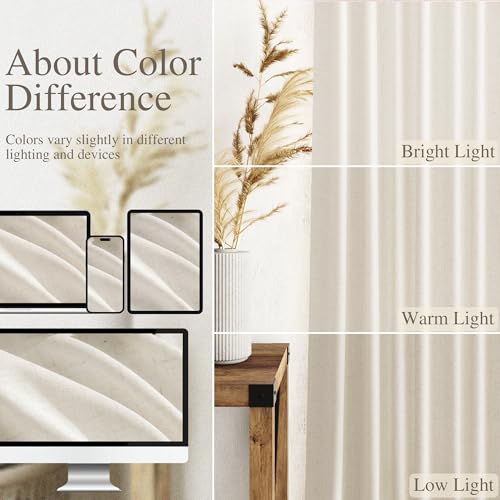 Modern Linen Curtains for Living Room 120 Inches Long Light Filtering Semi Sheer Curtain Back Tab Neutral Luxury Modern Farmhouse Decor Floor to Ceiling High Window for Bedroom 52x120 (52"W x 120"L (Pack of 2) / Modern Linen)