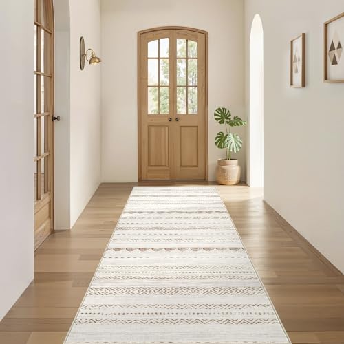 Runner Rug Kitchen Washable Rugs (Beige Brown / 3' X 8' (Runner))