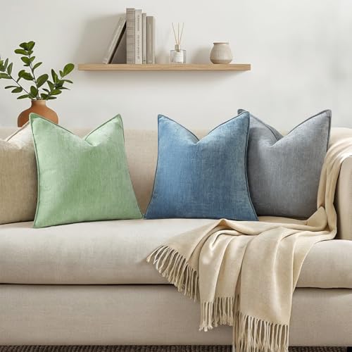 Chenille Poseidon Velvet Throw Pillow Covers 24x24 Set of 2 (Poseidon / 24" x 24" (Pack of 2))