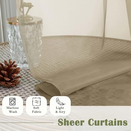 Taupe Sheer Curtains for Bedroom Decor 84 Inches Long 2 Pcs (Taupe / 59"W x 84"L (Pack of 2))