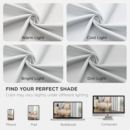 Blackout Curtains 63 Inch Length 2 Panels Set (Greyish White / 52"W x 63"L (Pack of 2))