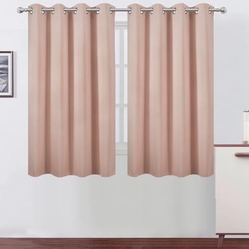 Blackout Curtains 66 x 54 Inch Long Blush Curtains Set of 2 Panels Room Darkening Curtains for Bedroom and Living Room (Blush / 66"W x 54"L (Pack of 2))
