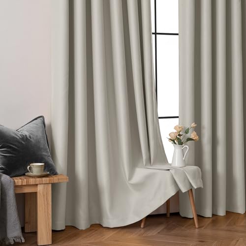 Cobblestone Blackout Bedroom Curtains Drapes 84 Inch Long 52"x84" (Cobblestone / 52"W x 84"L (Pack of 2))
