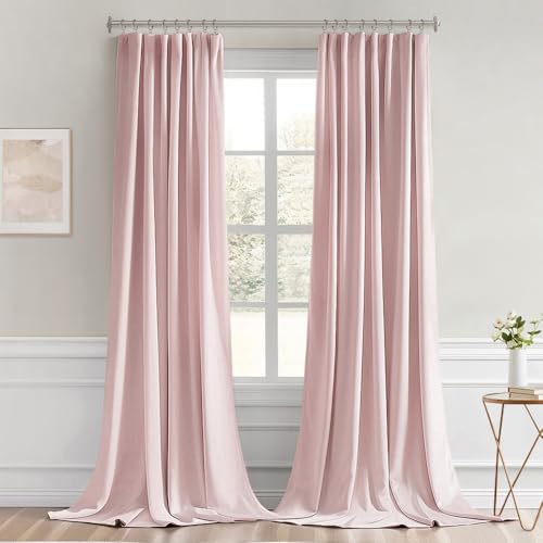 Light Pink Back Tab Blackout Curtains 52x102 Inch Long 2 Panels Set (Light Pink / 52"W x 102"L (Pack of 2))