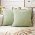 Decorative Couch Throw Pillow Covers 16x16 Inch Light Green 2 Pack (Light Green / 16" x 16" (Pack of 2))