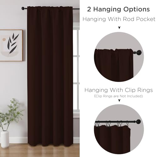 Blackout Curtains 54 inch Length 2 Panels Set (Chocolate / 52"W x 54"L (Pack of 2))