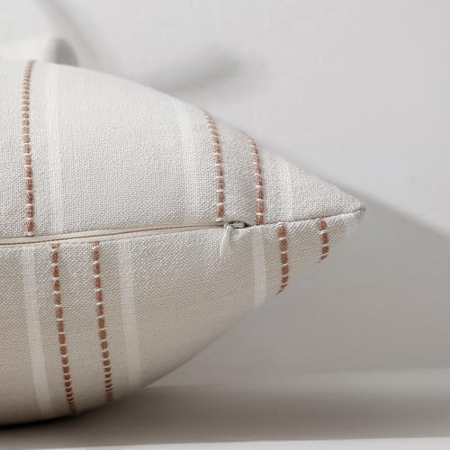 Terracotta Throw Pillow Covers 24x24 Set of 2 Striped Pillow Covers (Camel / 24" x 24" (Pack of 2))