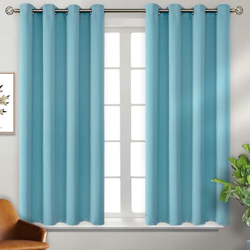 Short Curtains for Small Window 54 Inch Long (Aqua / 52"W x 54"L (Pack of 2))