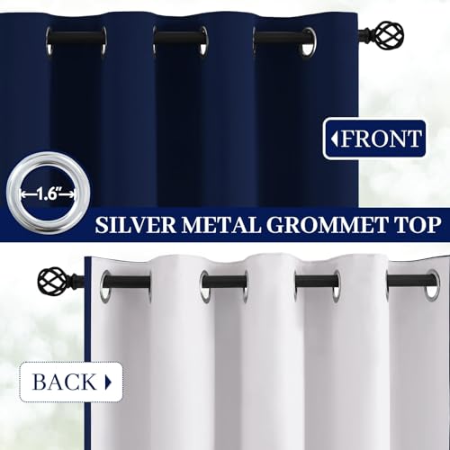 100% Blackout Curtains 52x96 inch Navy Blue Window Drape (Navy Blue / 52"W x 96"L (Pack of 2))