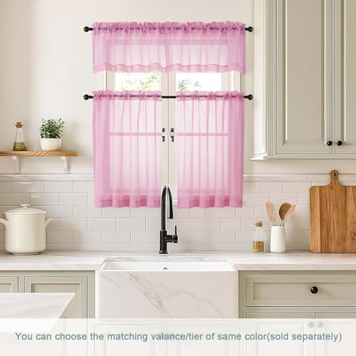 Light Pink Valances for Windows 14 inch Length 2 Panels (42"W x 14"L (Pack of 2) / Light Pink)
