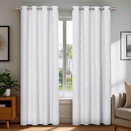 Room Darkening Curtains (Star White/Hexagon / 52"W x 72"L (Pack of 2))