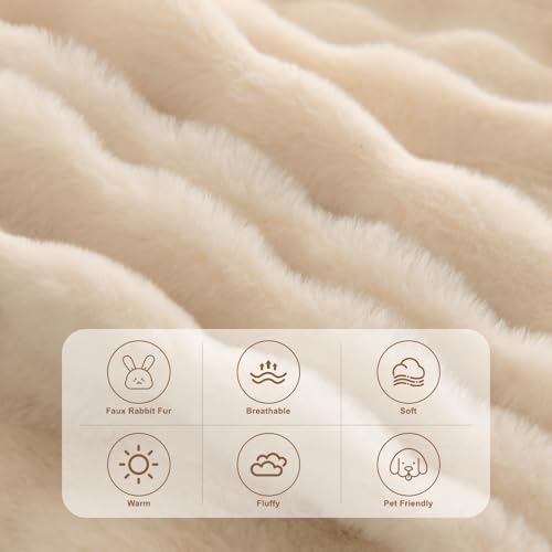 Shaggy Couch Cover for Dogs Rabbit Plush Loveseat Cover Dog Couch Cover Protector Plush Faux Fur Couch Covers for Sectional Sofa Cozy Washable Sofa Covers for Living Room (71" x 150" / Z-plush:beige)