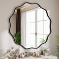 Wavy Round Mirror (Black / 30"L x 30"W)
