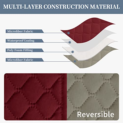 Double Protection 100% Waterproof Sofa Covers for Living Room (Christmas Red/Beige / Sofa Large)