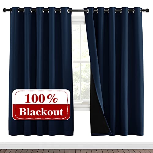 Full Shade Curtain Panels (Navy / 70"W x 72"L (Pack of 2))