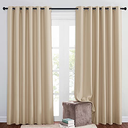 Bedroom Blackout Curtains and Drapes (Biscotti Beige / 80"W x 84"L (Pack of 2))