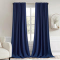 Navy Blue Back Tab Blackout Curtains 52x120 Inch Long 2 Panels Set (Navy Blue / 52"W x 120"L (Pack of 2))