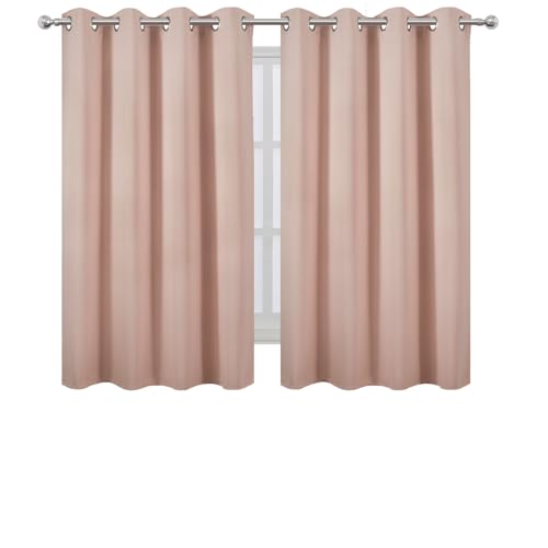Blackout Curtains 66 x 54 Inch Long Blush Curtains Set of 2 Panels Room Darkening Curtains for Bedroom and Living Room (Blush / 66"W x 54"L (Pack of 2))