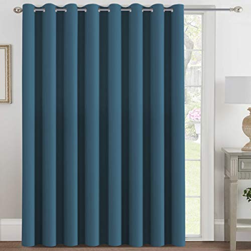 Blackout Patio Curtains 100 x 96 Inches for Sliding Door Extral Wide Blackout Curtain Panels Thermal Insulated Room Divider (100"W x 96"L (Pack of 1) / Dark Teal)