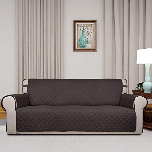 Reversible Quilted Sofa Cover (X-Large / Chocolate/Chocolate)