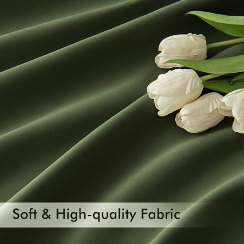 Olive Green Back Tab Blackout Curtains 52x84 Inch Length 2 Panel Set (Olive Green / 52"W x 84"L (Pack of 2))