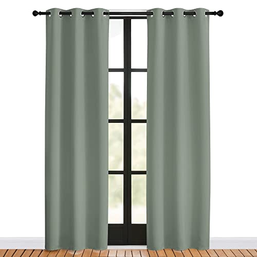 Window Curtain Panels (Greyish Green / 34"W x 80"L (Pack of 2))