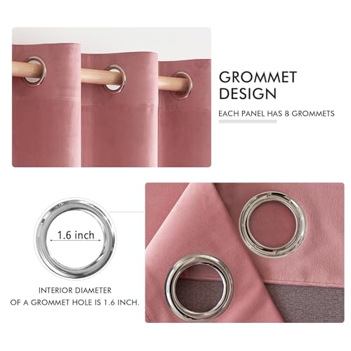 Velvet Curtains Blush Pink 52 x 84 Inch Length Set of 2 (Blush Pink / 52"W x 84"L (Pack of 2))