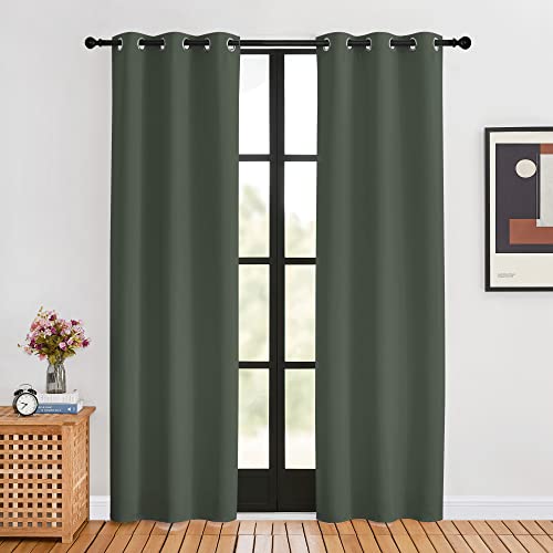 Thermal Curtains for Kids Room (Dark Mallard / 34"W x 80"L (Pack of 2))
