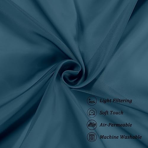 Stone Blue Sheer Valances for Windows 2 Pack (Stone Blue / 42"W x 14"L (Pack of 2))