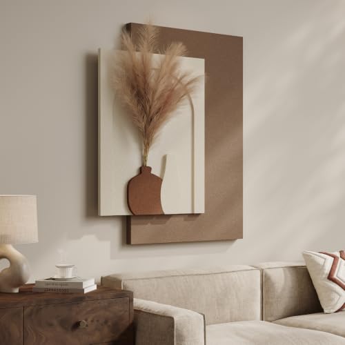 Boho 3D Textured Wall Art (36"L x 27"W / Brown White --A)