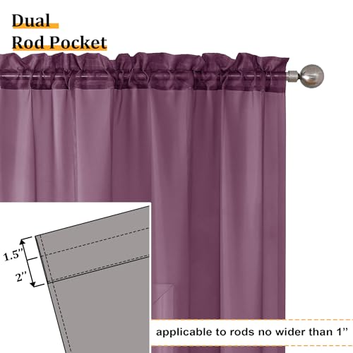 Plum Purple Sheer Curtains 84 Inches Long 2 Panels (40"W x 84"L (Pack of 2) / Plum)