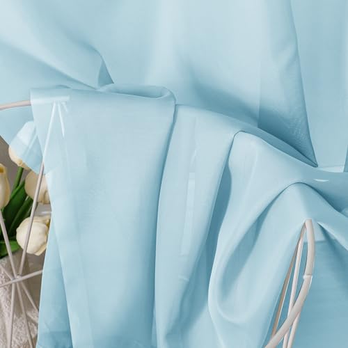 Sky Blue Sheer Curtains 84 Inches Long 2 Panels (Sky Blue / 42"W x 84"L (Pack of 2))