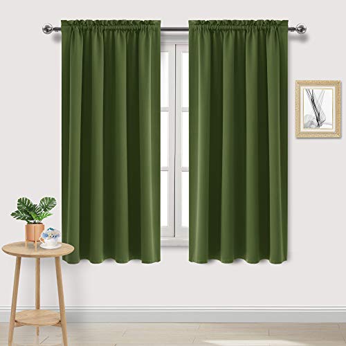 Blackout Curtains for Bedroom 42 x 72 Inch Long Olive Green 2 Panels (Olive Green / 42"W x 72"L (Pack of 2))