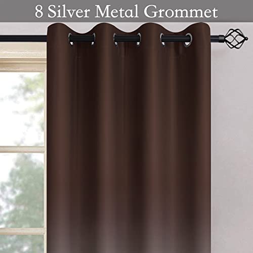 Brown to Grey White Ombre Room Darkening Curtains 84 Inch (52"W x 84"L (Pack of 2) / Brown to Grayish White)
