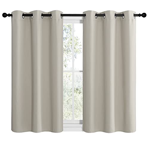 Modern Blackout Curtains Noise Reducing (Natural / 42"W x 40"L (Pack of 2))