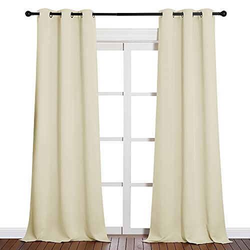 Room Darkening Curtain Panels 2 Panels 42 x 90 (Beige / 42"W x 90"L (Pack of 2))
