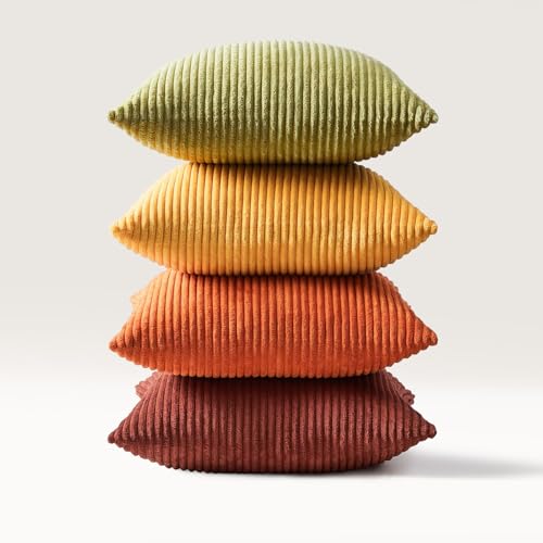Fall Burnt Orange Decorative Throw Pillows Covers 24x24 Inch Set of 4 (Yellow Orange / 24" x 24" (Pack of 4))