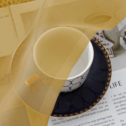 Sheer Curtains 63 Inch Length 2 Panels (Gold / 42"W x 63"L (Pack of 2))