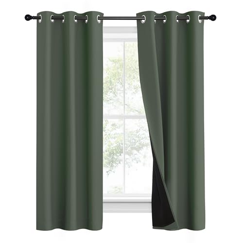 100% Blackout Curtains 60" Long (Dark Mallard / 37"W x 60"L (Pack of 2))
