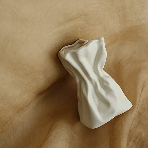 Crinkle Paper Bag Vase (Matte Crème)