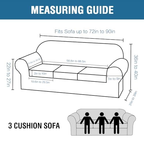Modern Velvet Plush 4 Piece High Stretch Sofa Slipcover Sofa Cover Furniture Protector Form Fit Thick Velvet Sofa Cover for 3 Cushion Couch Width Up to 90 Inch (3 Cushion Sofa / French Oak)