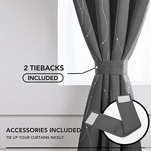 Living Room Curtains 45 Inches Long (Light Grey/Wave Dots / 42"W x 45"L (Pack of 2))